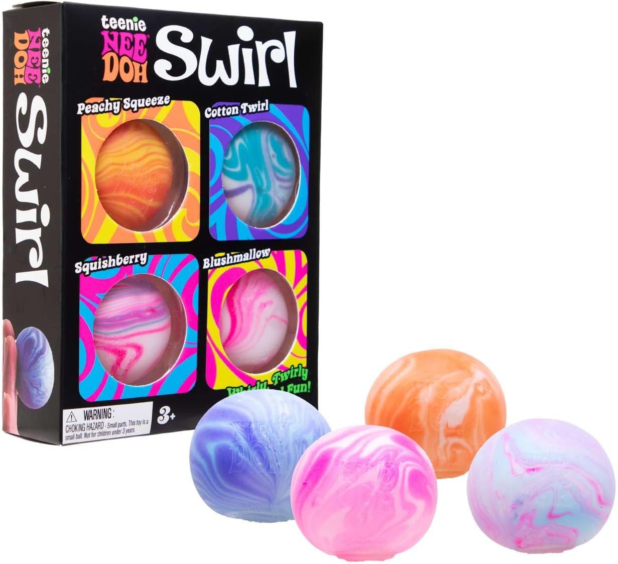 Schylling NeeDoh Teenie Swirl 4 Pack - Sensory Squeeze Toy - 1.5" in Diameter - Colors May Vary - Image 3