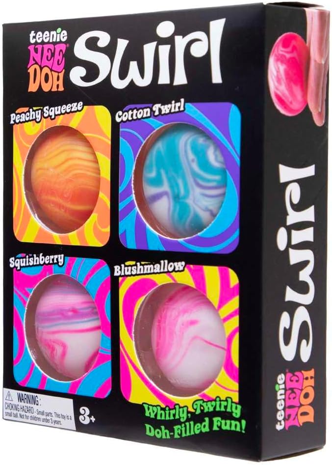 Schylling NeeDoh Teenie Swirl 4 Pack - Sensory Squeeze Toy - 1.5" in Diameter - Colors May Vary - Image 2